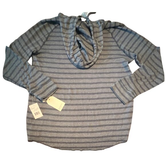 NWT - RETROFIT Brand Gray Navy Hoodie Jersey Top textured lightweight - Picture 7 of 7